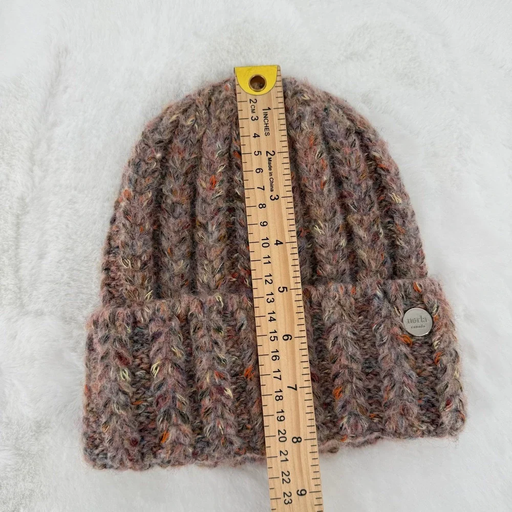 Norla Canada Beanie Hat Womens OS Multi Color Wool Blend‎ Ribbed Knit Canada